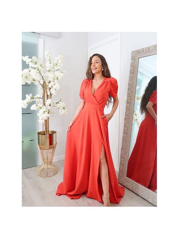 VESTIDO DE FIESTA ANALÍA MANGA CORTA