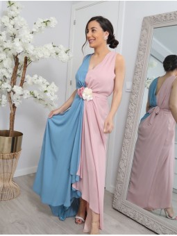 VESTIDO DE FIESTA BICOLOR