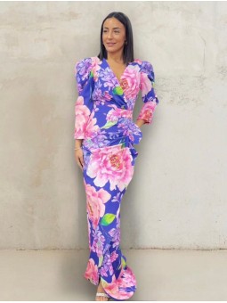 VESTIDO DE FIESTA AMBER LARGO ESTAMPADO