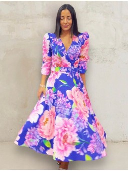 VESTIDO DE FIESTA PRAGA ESTAMPADO AZUL