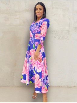 VESTIDO DE FIESTA PRAGA ESTAMPADO AZUL