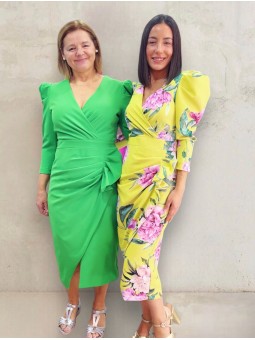 VESTIDO DE FIESTA AMBER ESTAMPADO OLIVA