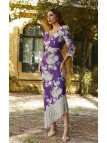 VESTIDO DE FIESTA VIOLETA FLECOS