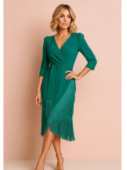 VESTIDO DE FIESTA FLECOS LISO