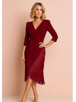 VESTIDO DE FIESTA FLECOS LISO