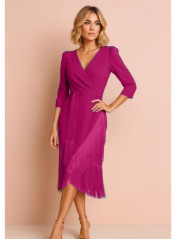 VESTIDO DE FIESTA FLECOS LISO