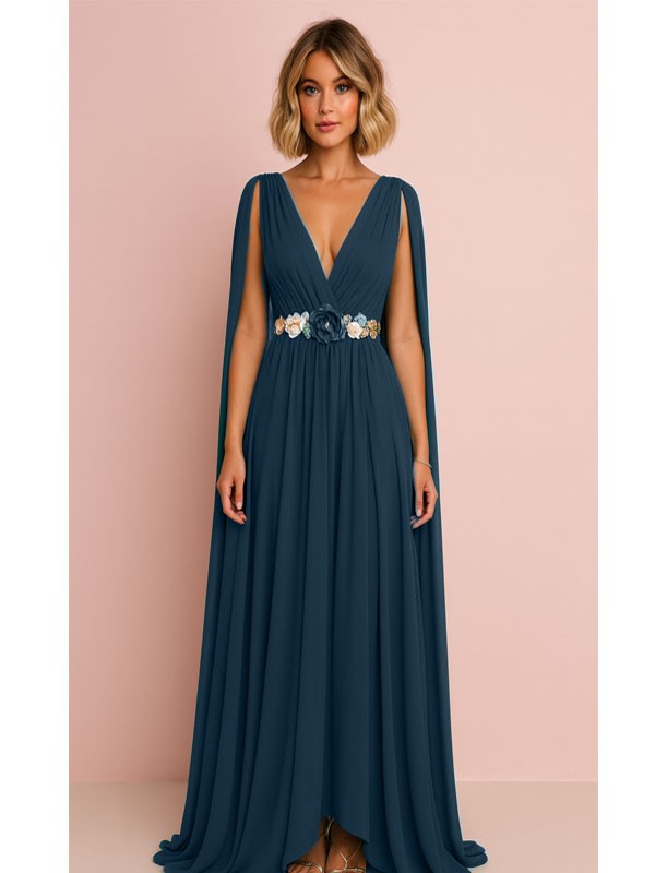 VESTIDO DE FIESTA SANTORINI MANGAS CAPA