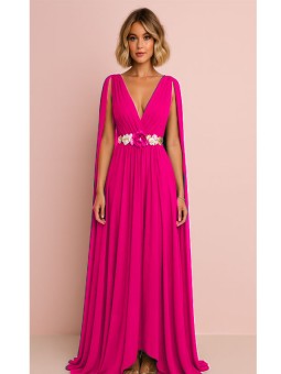 VESTIDO DE FIESTA SANTORINI MANGAS CAPA