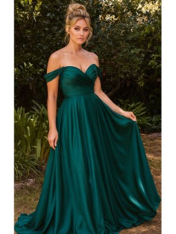 Vestido de Invitada Verde Esmeralda Raso Largo | Elegancia para Bodas