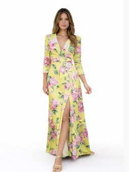 VESTIDO DE FIESTA ANALÍA ESTAMPADO OLIVA