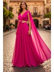 VESTIDO DE FIESTA SANTORINI MANGAS CAPA