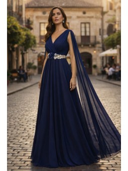 VESTIDO DE FIESTA SANTORINI MANGAS CAPA
