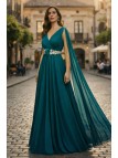 VESTIDO DE FIESTA SANTORINI MANGAS CAPA