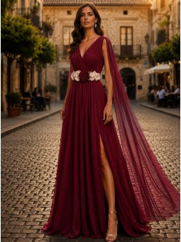 VESTIDO DE FIESTA SANTORINI MANGAS CAPA