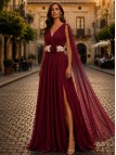 VESTIDO DE FIESTA SANTORINI MANGAS CAPA