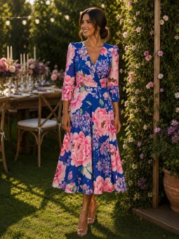 VESTIDO DE FIESTA PRAGA ESTAMPADO AZUL
