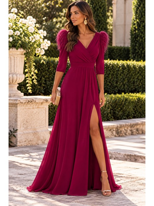 VESTIDO DE FIESTA PAULA PLUMAS