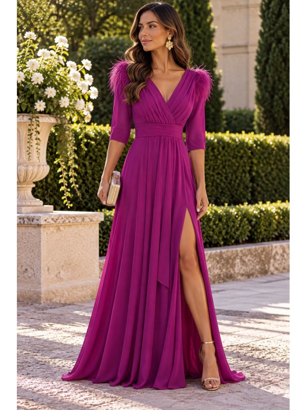 VESTIDO DE FIESTA PAULA PLUMAS