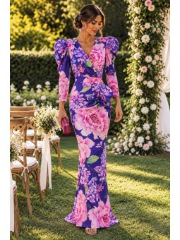 VESTIDO DE FIESTA AMBER LARGO ESTAMPADO