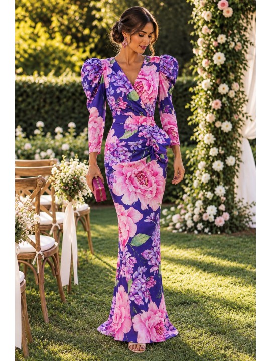 VESTIDO DE FIESTA AMBER LARGO ESTAMPADO