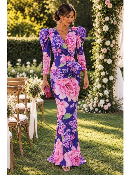 VESTIDO DE FIESTA AMBER LARGO ESTAMPADO
