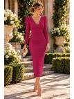 Vestido midi mostaza elegante con espalda descubierta para mujer
